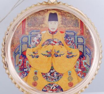 Antique Jacquemarts Automaton 18k Gold Enamel Pocket Watch for Chinese Emperor