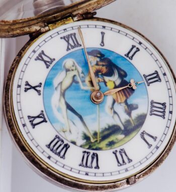 Antique Georgian Verge Fusee Pocket Watch – Memento Mori Enamel Dial – 18th C.