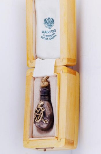 Antique Imperial Faberge Silver & Solid Gold Presentation Perfume Bottle Pendant