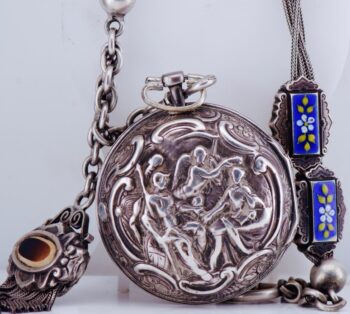 Antique Verge Fusee Silver Pair Case Pocket Watch–Tarts, London c.1730s–Repousse