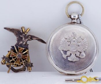 Antique Imperial Tsar Era Military Officer’s Award Silver Tobias Pocket Watch