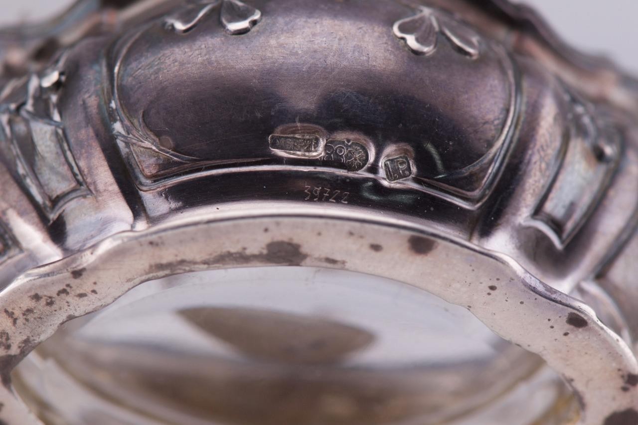 Antique Imperial Faberge Silver and Crystal Mustard Holder c1890's