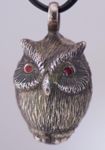 Imperial Faberge Easter Egg Owl Pendant Silver Enamel Engraved c1907