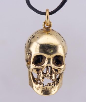 Antique Victorian Skull Pendant Fob Memento Mori 18k Gilt Silver