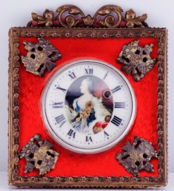 Antique Imperial Bronze Silver Enamel Verge Fusee Carriage Clock-Catherine II