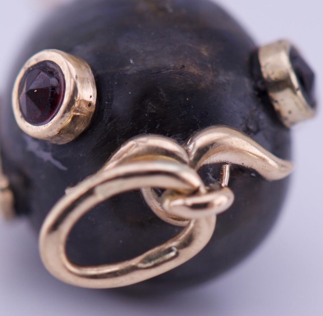 Antique Faberge Fish-Form Easter Egg Pendant 14k Gold and Labradorite c1890