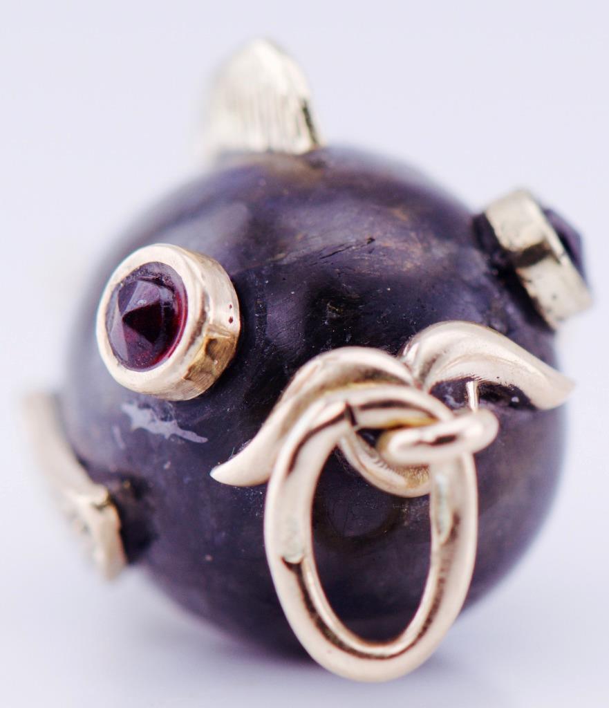 Antique Faberge Fish-Form Easter Egg Pendant 14k Gold and Labradorite c1890