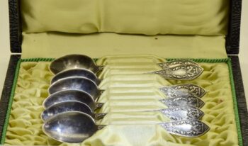 Antique Imperial Tsar Era 6 Silver Spoons by Grachev Brothers Set-Boxed c1908