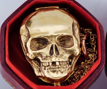RARE 19th Century Memento Mori Verge Fusee Skull Pocket Watch – Working