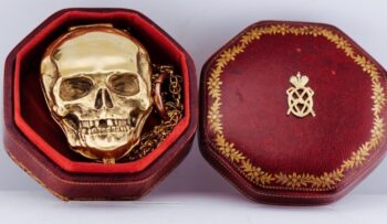 RARE 19th Century Memento Mori Verge Fusee Skull Pocket Watch – Working