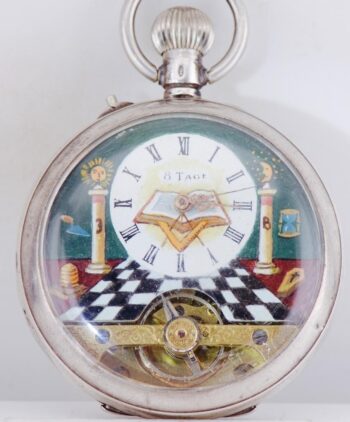 Rare Antique Masonic Hebdomas 8-Day Pocket Watch – Sterling Silver (1910)