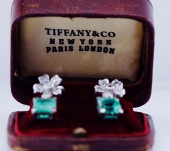 Authentic Antique Tiffany & Co. Art Deco Emerald & Diamond Drop Earrings