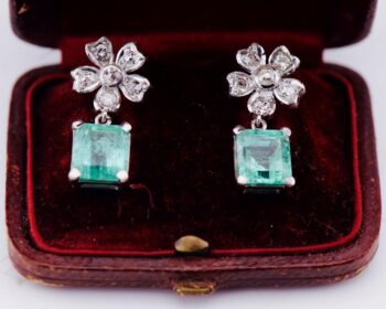 Authentic Antique Tiffany & Co. Art Deco Emerald & Diamond Drop Earrings