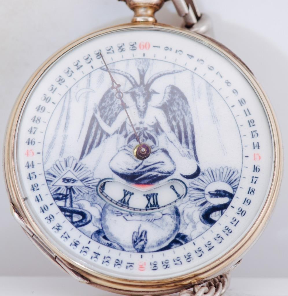 Antique Pocket Watch Occultist Baphomet Dial DIGITAL HOURS Single Hand c1860's