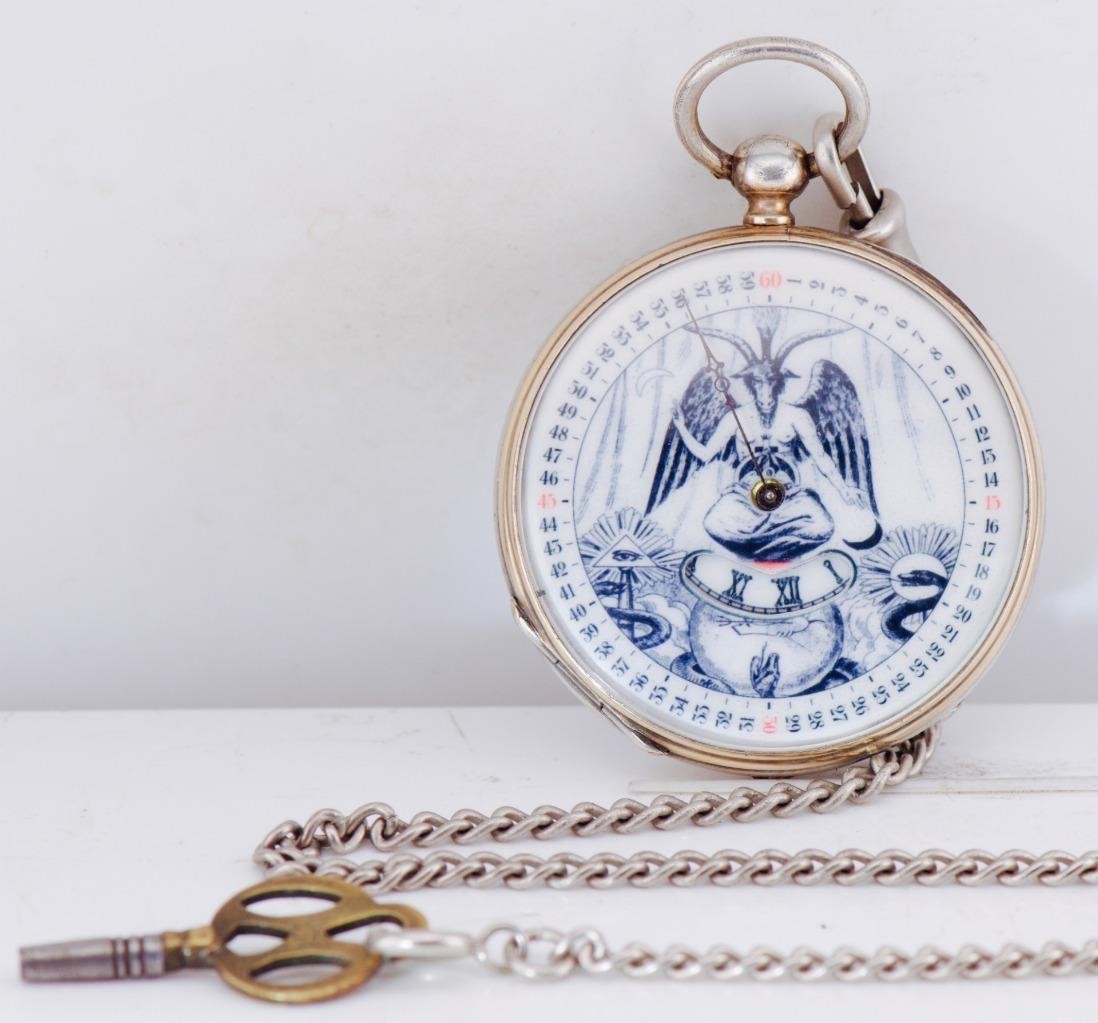 Antique Pocket Watch Occultist Baphomet Dial DIGITAL HOURS Single Hand c1860's