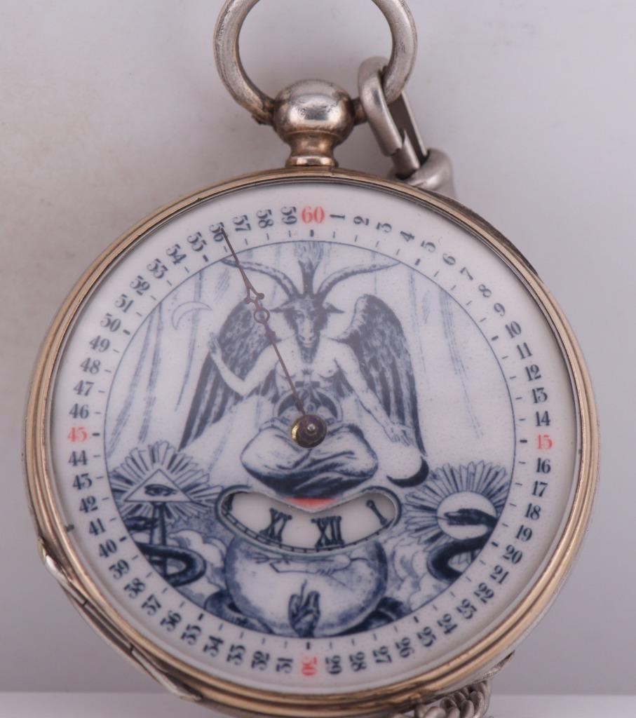 Antique Pocket Watch Occultist Baphomet Dial DIGITAL HOURS Single Hand c1860's