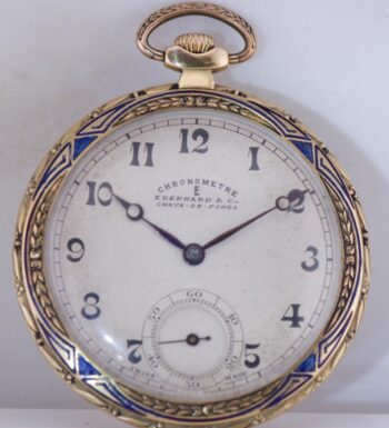 18K Gold & Enamel EBERHARD & CO. CHRONOMETER Pocket Watch - USA President Award