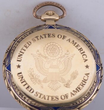 18K Gold & Enamel EBERHARD & CO. CHRONOMETER Pocket Watch - USA President Award