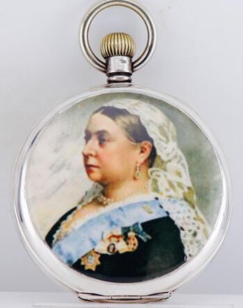 Antique Victorian J.W. Benson Sterling Silver & Enamel Half-Hunter Pocket Watch