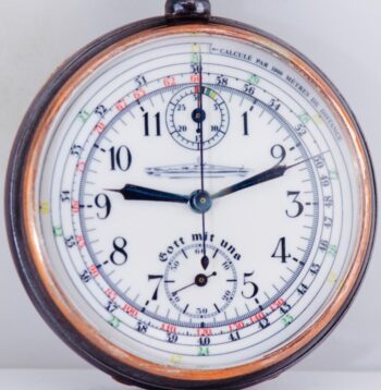 EXTREMELY RARE 51mm Gunmetal U-Boat Captain's Chronograph Pocket Watch c.1940s