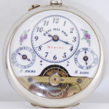 RARE WWI German Imperial Tank Brigade Hebdomas 8-Day Calendar Pocket Watch