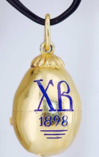 Antique Faberge 18K Gilt Silver & Enamel Easter Egg Pendant c1898-Boxed