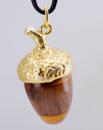 RARE Antique c.1906 Fabergé Gilt Silver & Carved Agate Acorn Pendant -Hallmarked