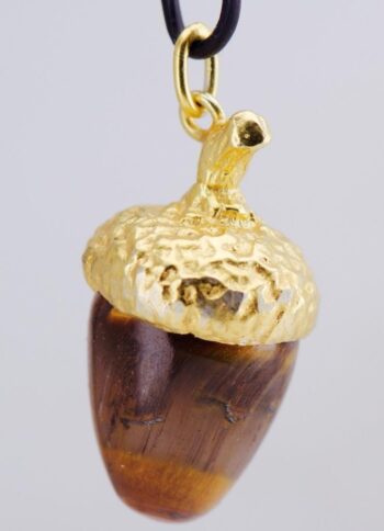 RARE Antique c.1906 Fabergé Gilt Silver & Carved Agate Acorn Pendant -Hallmarked