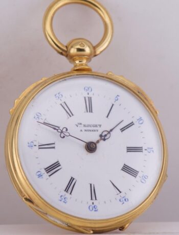 Antique Gothic 1860s Memento Mori Skull Pocket Watch Chased Gilt Silver Case