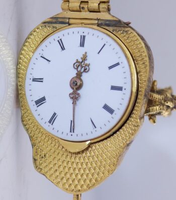 Antique French Skull Ring Watch Verge Fusee 18k Gilt Silver Baphomet Heads c1800