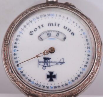 WWI 1916 Imperial German Pilot’s Award Silver JUMP-HOUR Pocket Watch RARE