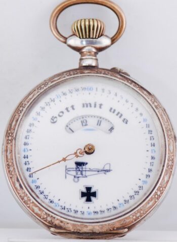 WWI 1916 Imperial German Pilot’s Award Silver JUMP-HOUR Pocket Watch RARE
