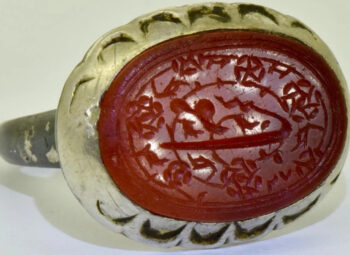 Antique Silver Carnelian Cameo Wax Seal Ring for Ottoman Islamic market c1800's