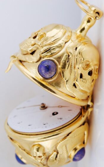 Rare C.1780's French Memento Mori "Ormolu" Verge Fusee Skull Snake Pocket Watch