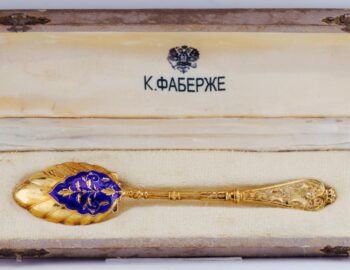 RARE Antique Faberge Enamel Baptism Gilt Enamel Spoon |King's Gift to Prince