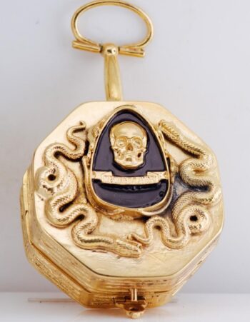 RARE 1780 Landry Paris Memento Mori Skeleton Octagonal Verge Fusee Pocket Watch