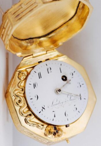RARE 1780 Landry Paris Memento Mori Skeleton Octagonal Verge Fusee Pocket Watch