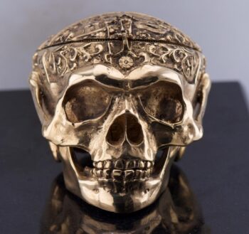 Antique Memento Mori Skull Verge Fusee Clock for Pope Benedict XIV Cabinet c1750