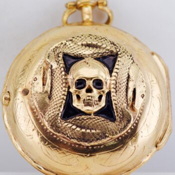 MUSEUM RARE c.1790 Darmezin Paris Memento Mori Skull Ouroboros Verge Fusee Watch