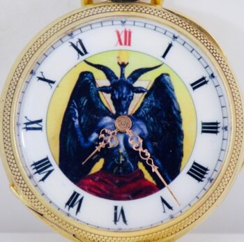 Antique French Occultist Pocket Watch - Baphomet Enamel Dial - Memento Mori Skul
