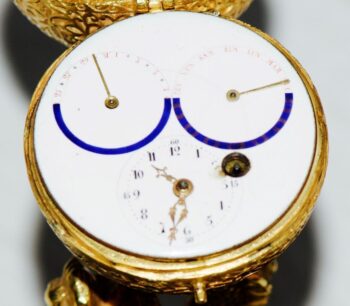 MUSEUM QUALITY c.1790 French 18k Ormolu Dragon Verge Fusee Calendar Desk Clock