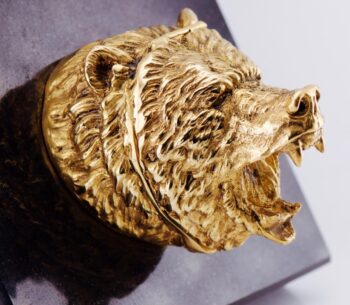 MUSEUM QUALITY Antique French Verge Fusee Desk Clock | 18k Gilt Ormolu Bear Head