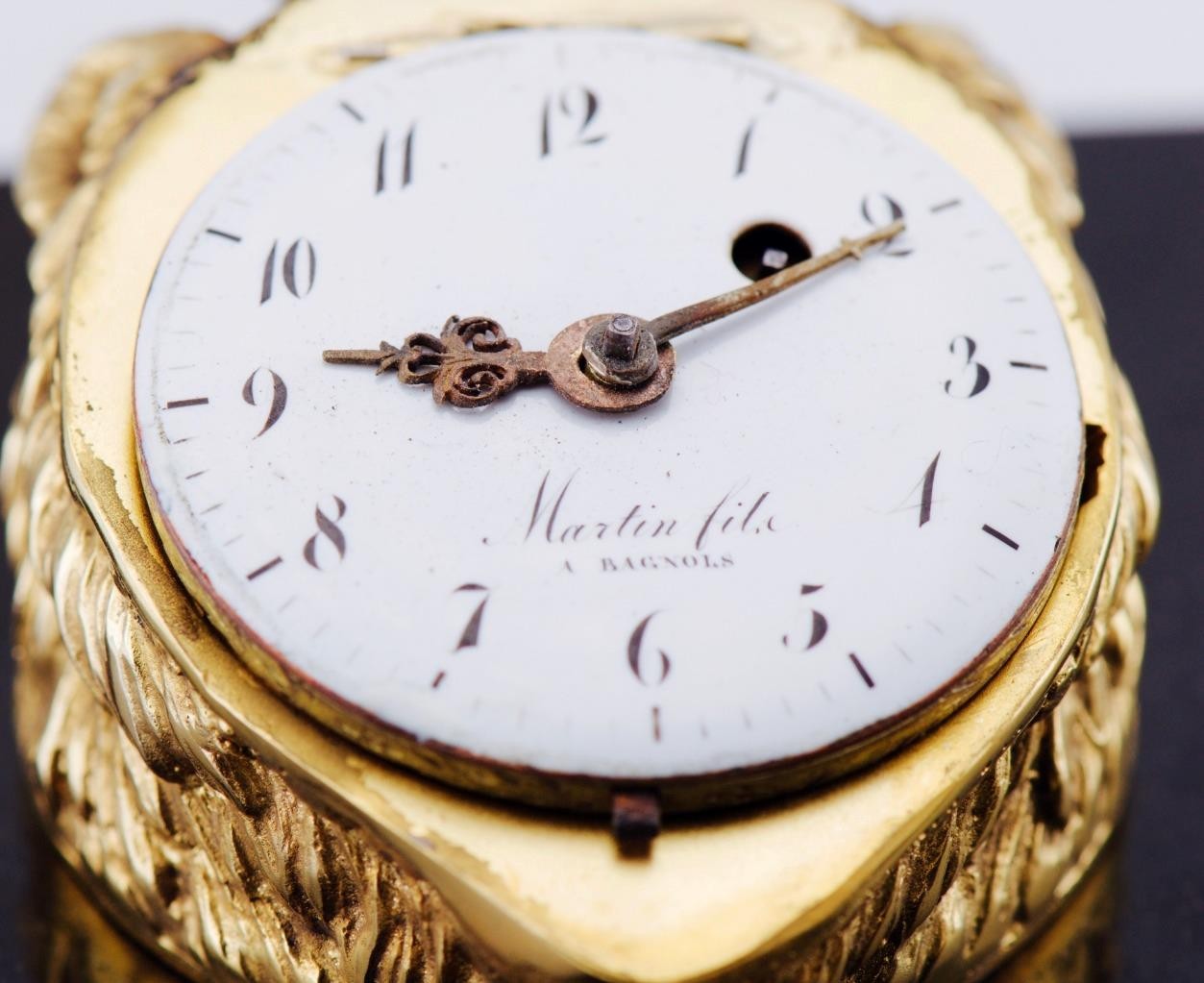MUSEUM QUALITY Antique French Verge Fusee Desk Clock | 18k Gilt Ormolu Bear Head