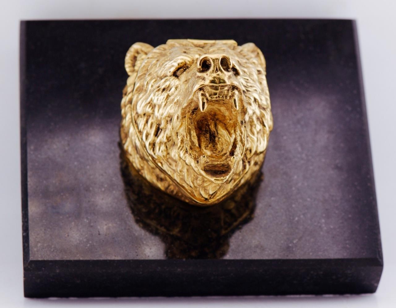 MUSEUM QUALITY Antique French Verge Fusee Desk Clock | 18k Gilt Ormolu Bear Head