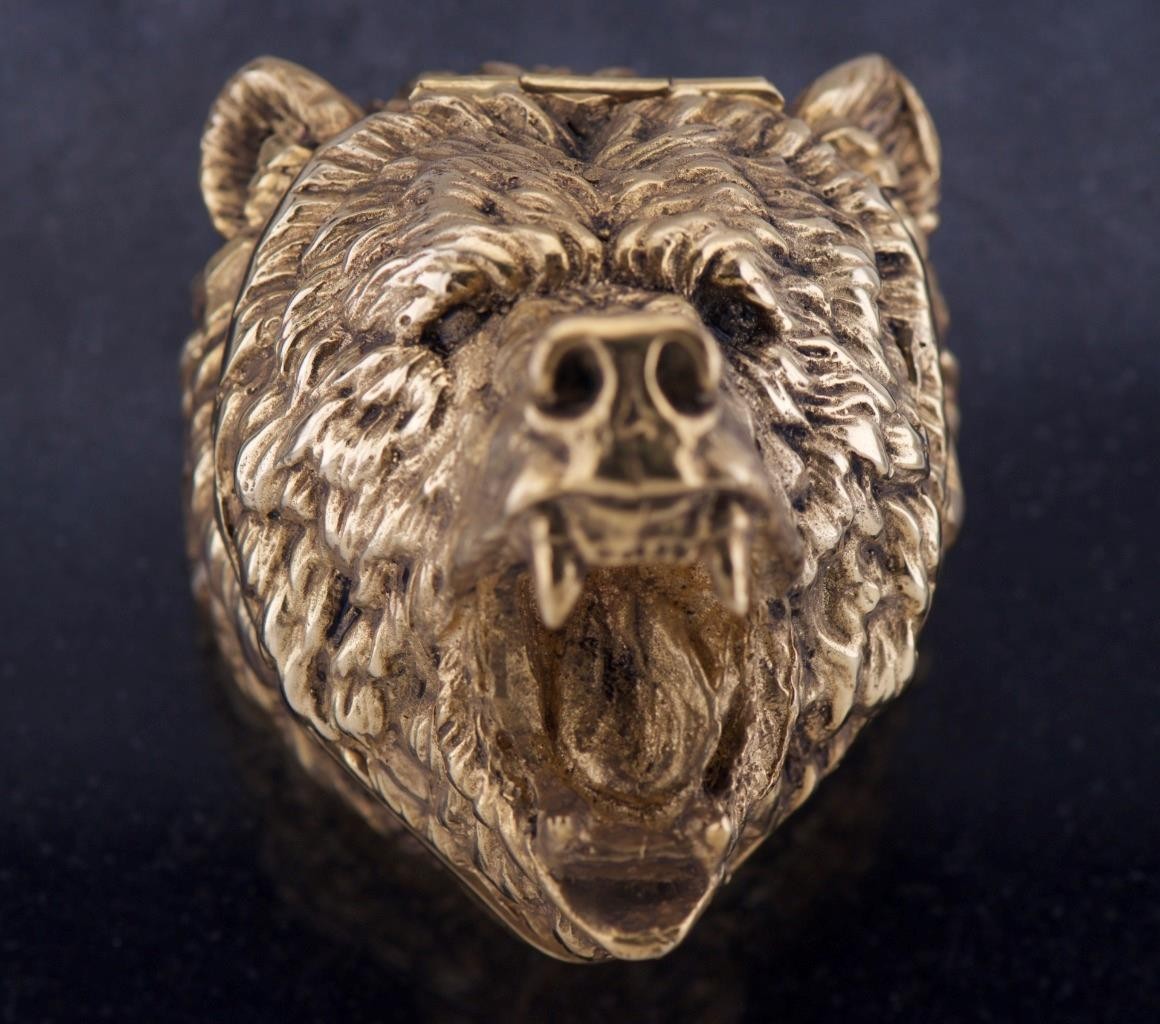 MUSEUM QUALITY Antique French Verge Fusee Desk Clock | 18k Gilt Ormolu Bear Head