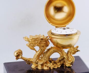 Rare Antique Museum-Quality French 18k Ormolu Verge Fusee Dragon Clock c1750's