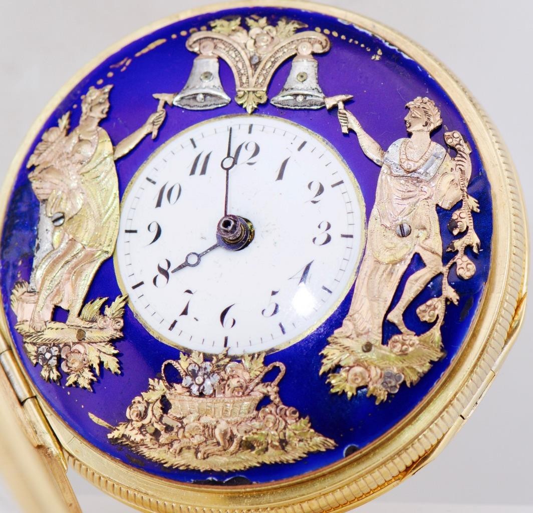 Antique 18K Gilt Vermeil Jaquemart Automaton Quarter Repeater Pocket Watch RARE