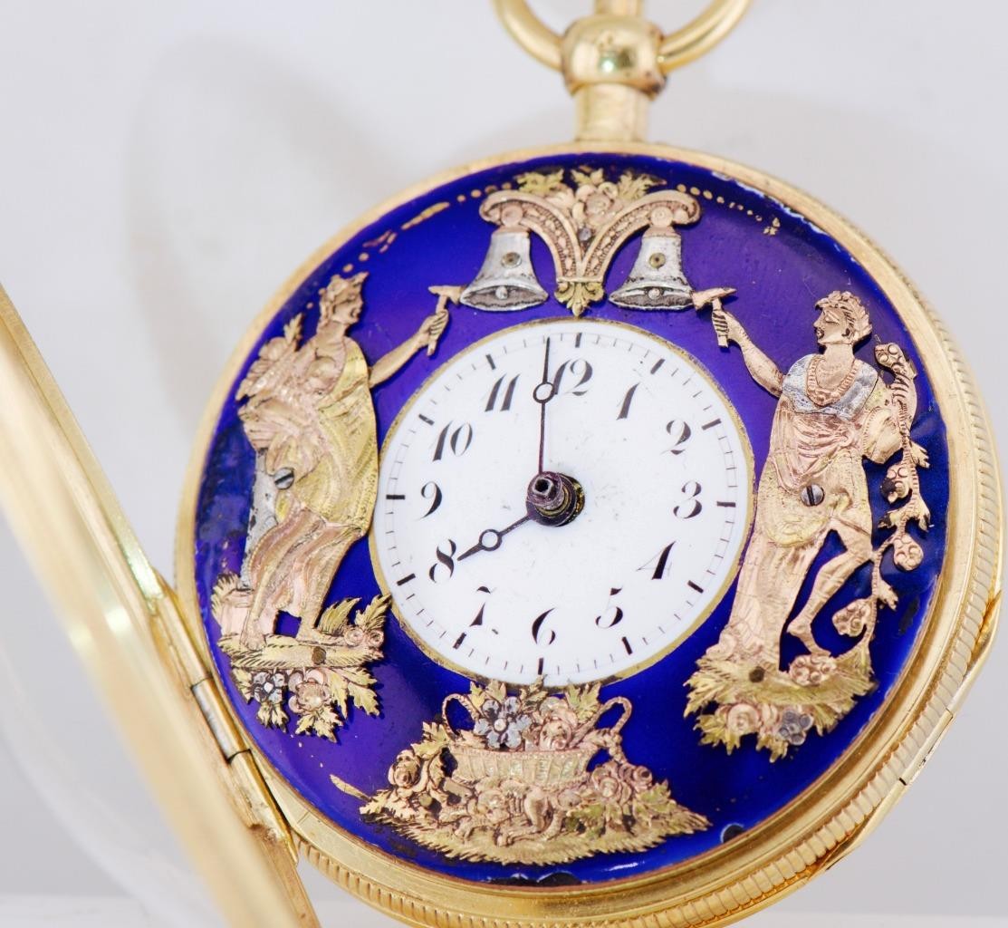 Antique 18K Gilt Vermeil Jaquemart Automaton Quarter Repeater Pocket Watch RARE