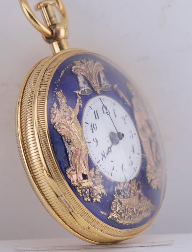 Antique 18K Gilt Vermeil Jaquemart Automaton Quarter Repeater Pocket Watch RARE