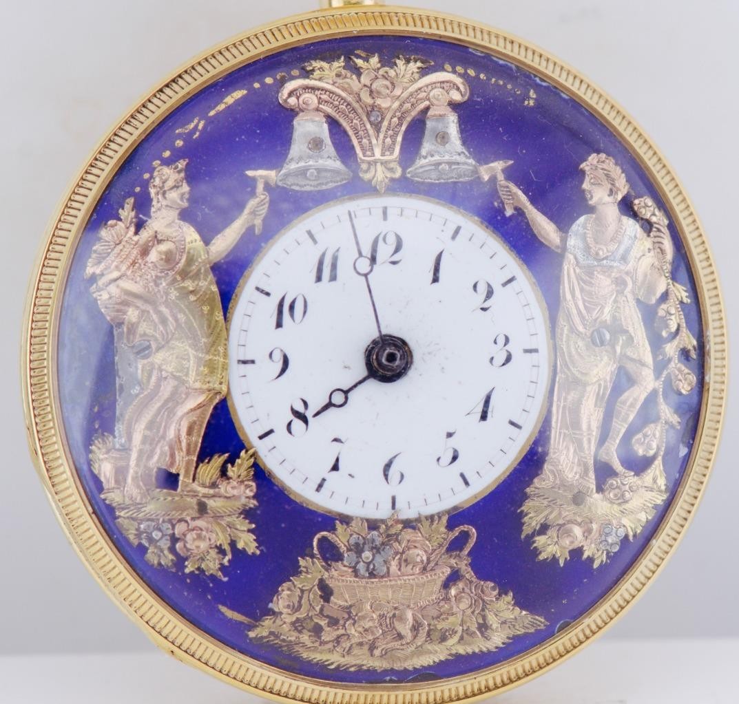 Antique 18K Gilt Vermeil Jaquemart Automaton Quarter Repeater Pocket Watch RARE